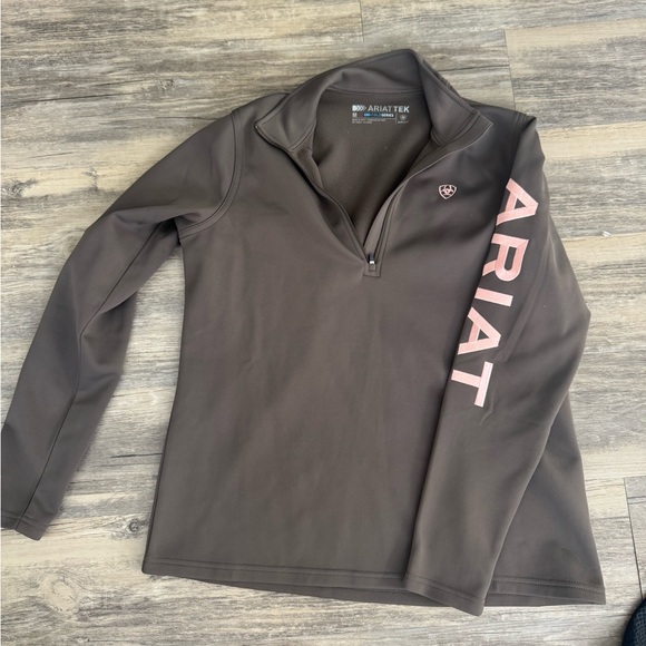 Ariat Jackets & Blazers - Ariat Grey Pullover with Pink Sleeve Logo